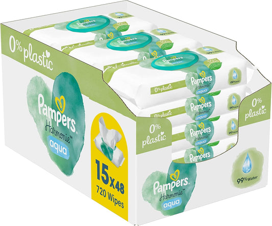 Pampers Harmonie Aqua Wet Wipes - 15 Packs