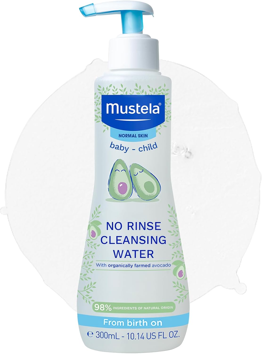 Mustela No Rinse Cleansing Water - Gentle Micellar Water for Baby's Delicate Skin - 98% Natural Ingredients With Aloe Vera, Avocado Perseose and Saponaria Leaf